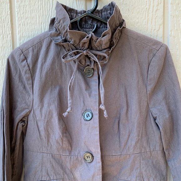 LOFT button up high collar satin lined trench coat - Picture 8 of 16